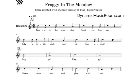 image froggy in the meadow notation