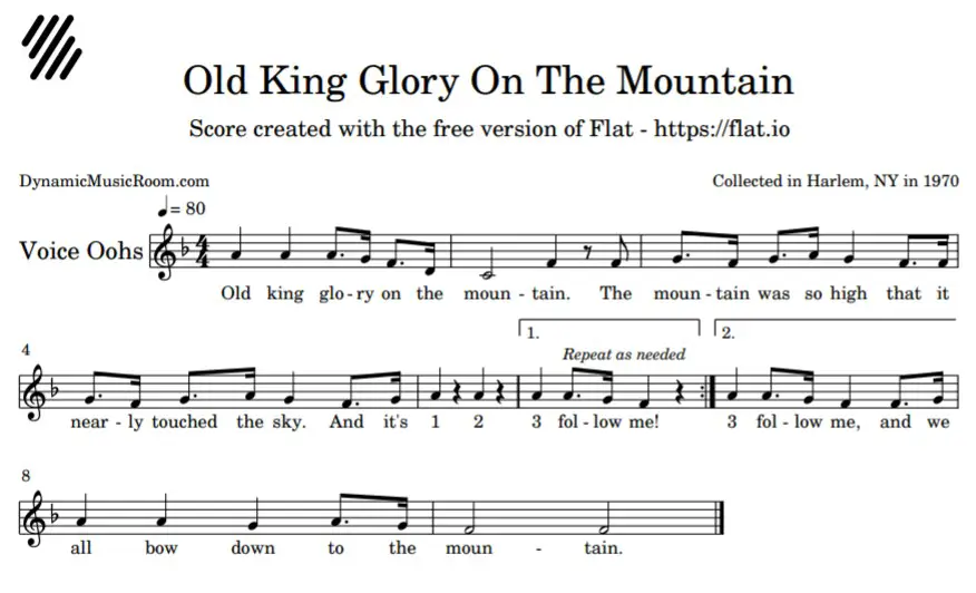 Image old king glory on the mountain notation