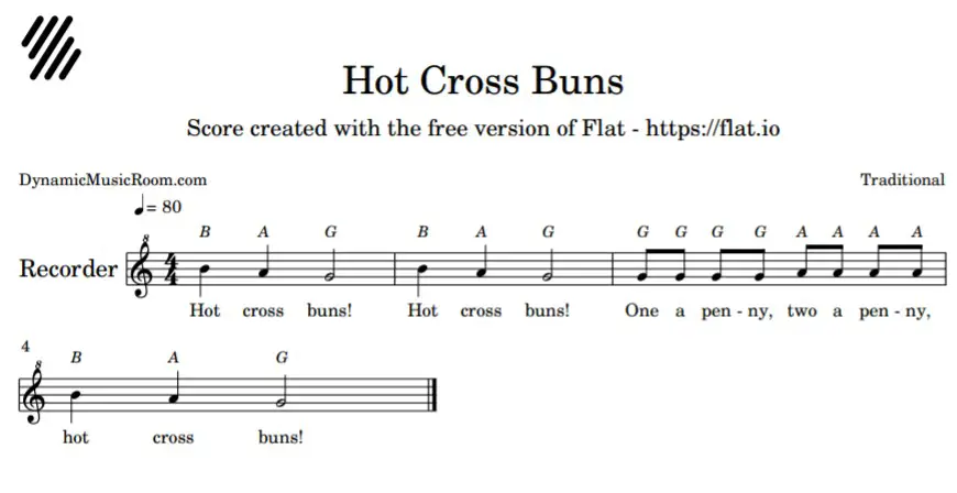image hot cross buns notation