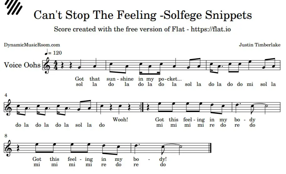 image can't stop the feeling solfege

