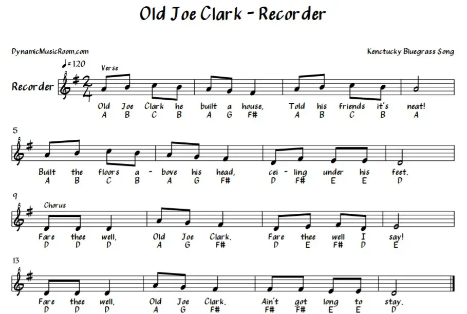 image old joe clark recorder sheet music