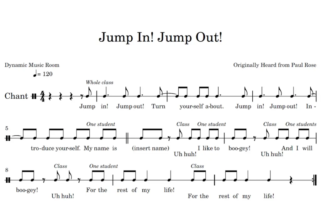 jump in jump out sheet music