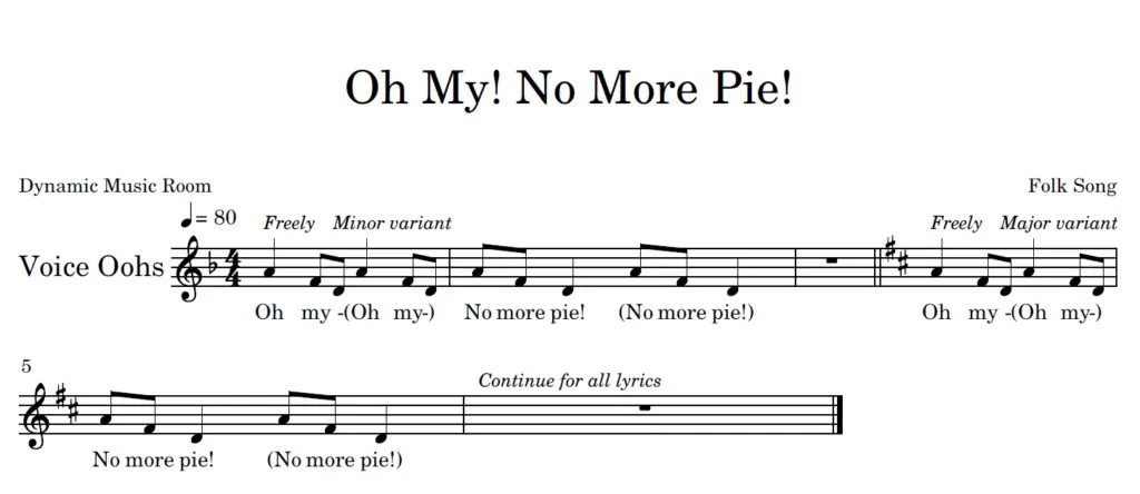 oh my no more pie sheet music